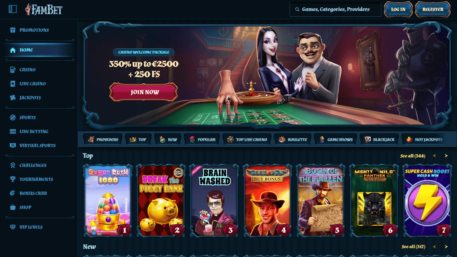 Fambet Casino home experience on desktop